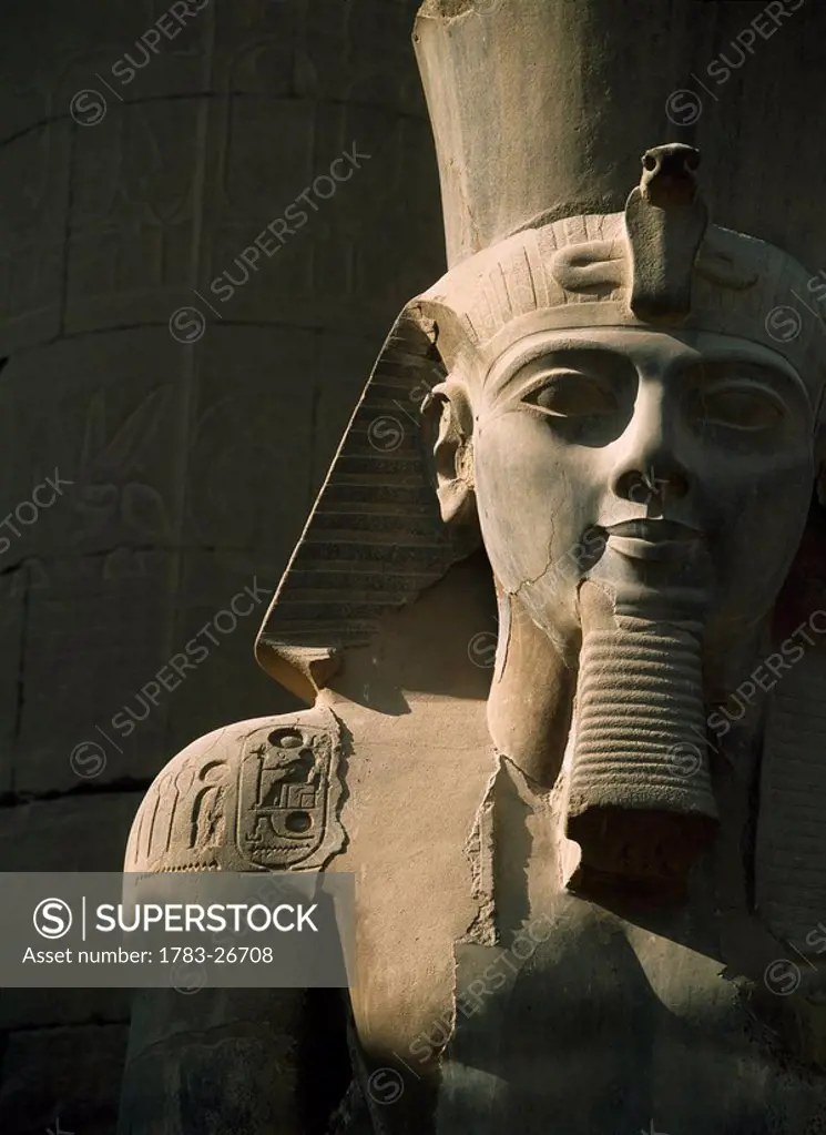 Detail of colossus of Ramses 2nd, Luxor Temple, Luxor, Egypt