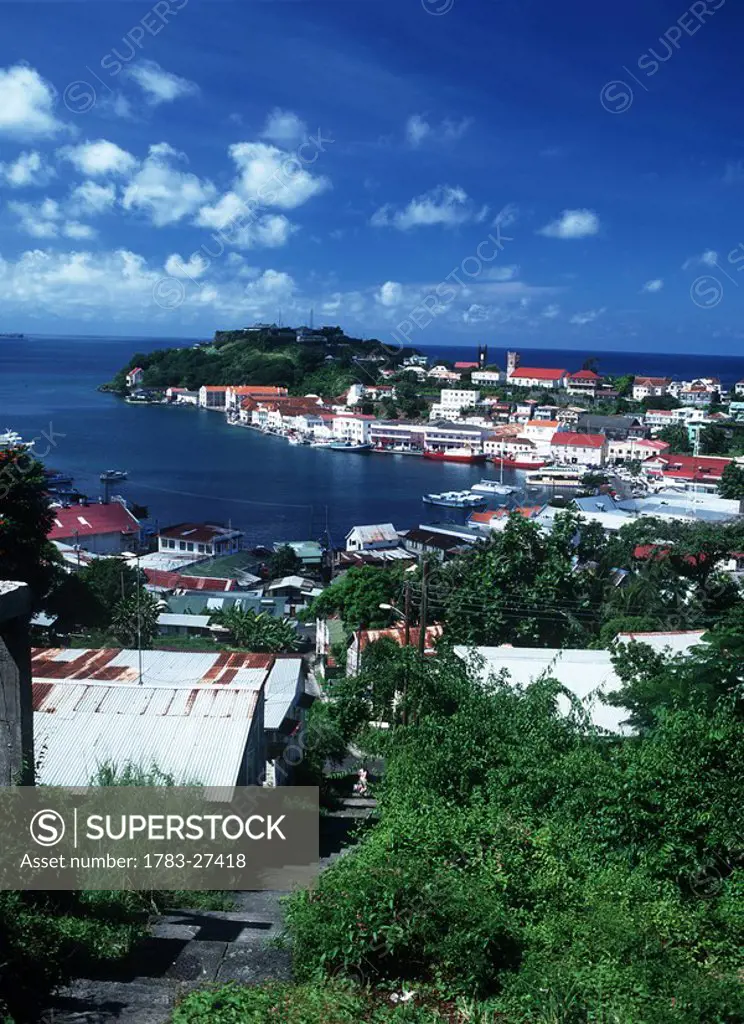 General view of St Georges harbour, Grenada