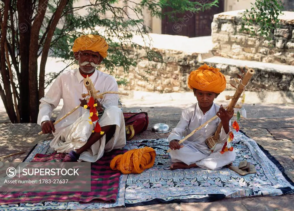 Jodhpur Fort musicians, Rajasthan, India.