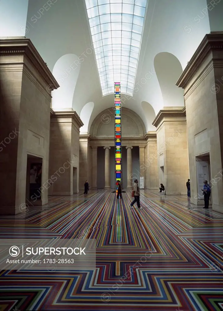 People inside the Tate Britain Museum, London, England, UK