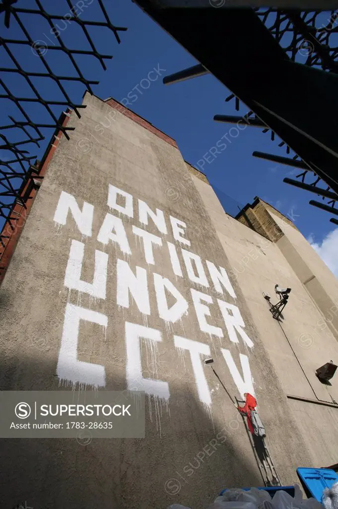 Political grafitti, Newman Street, Oxford Street area, London, England, UK