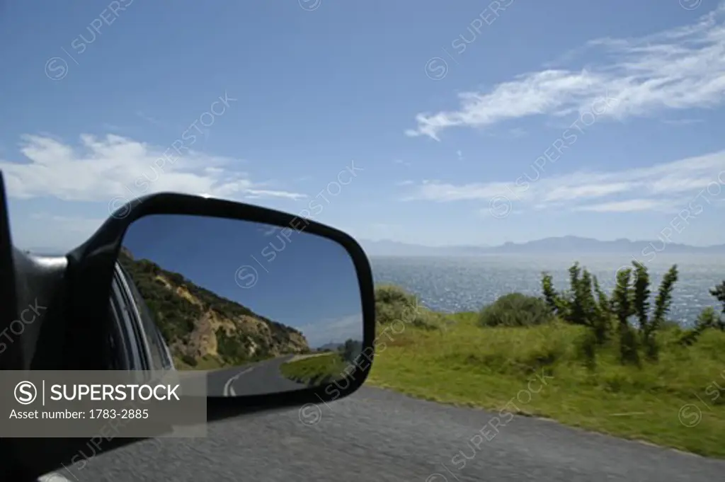 Driving beside the sea along the Cape peninsula, Cape Town, South Africa. 