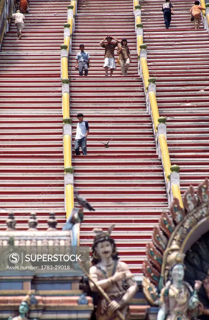 Long stairway to Batu cave temple , Kuala Lumpur, Malaysia