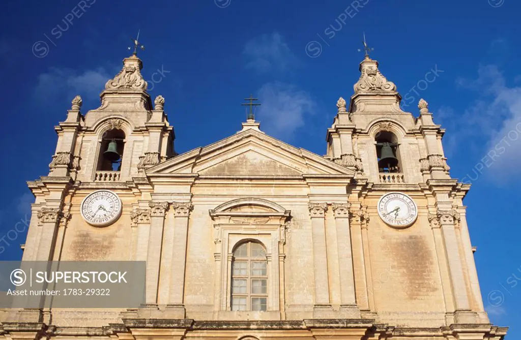 St. Paul´s cathedral facade, Mdina, Malta
