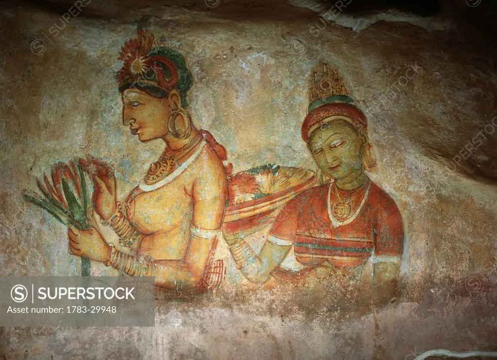 5th century cave frescoes, Sigiriya, Sri Lanka