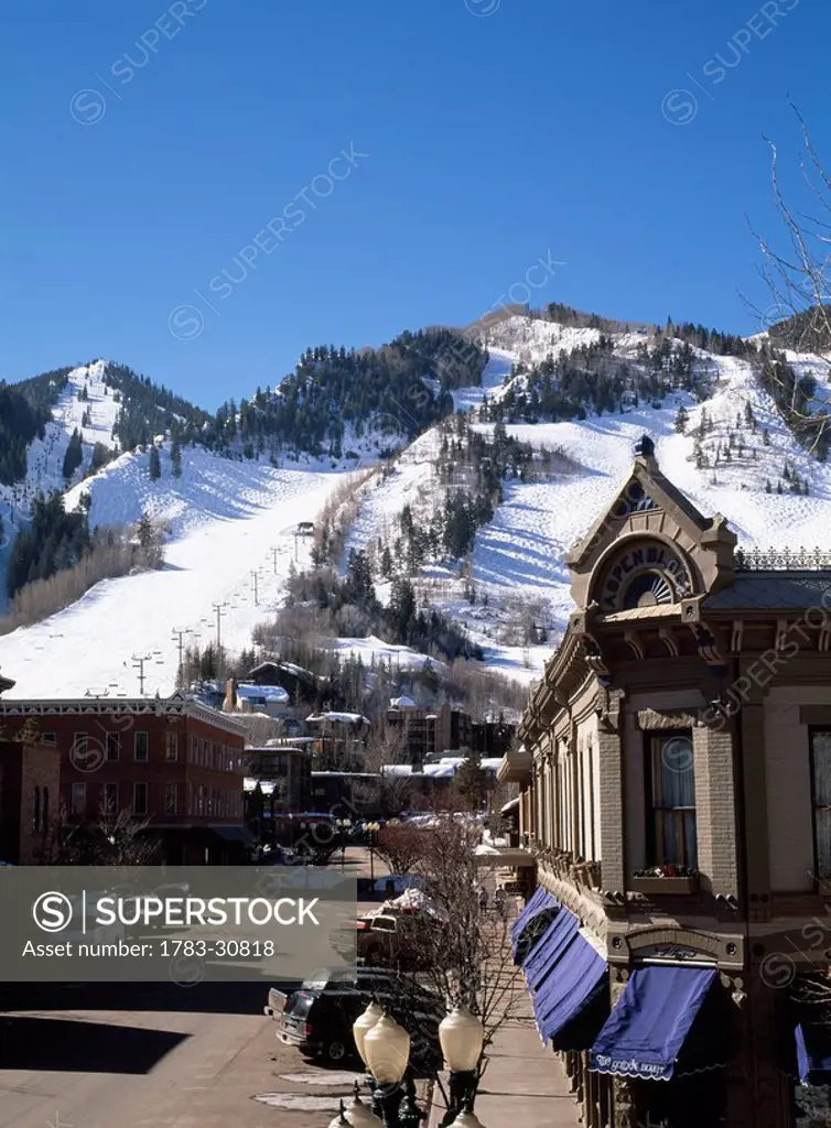 Aspen Mountain, street, old building, Aspen, Colorado, USA