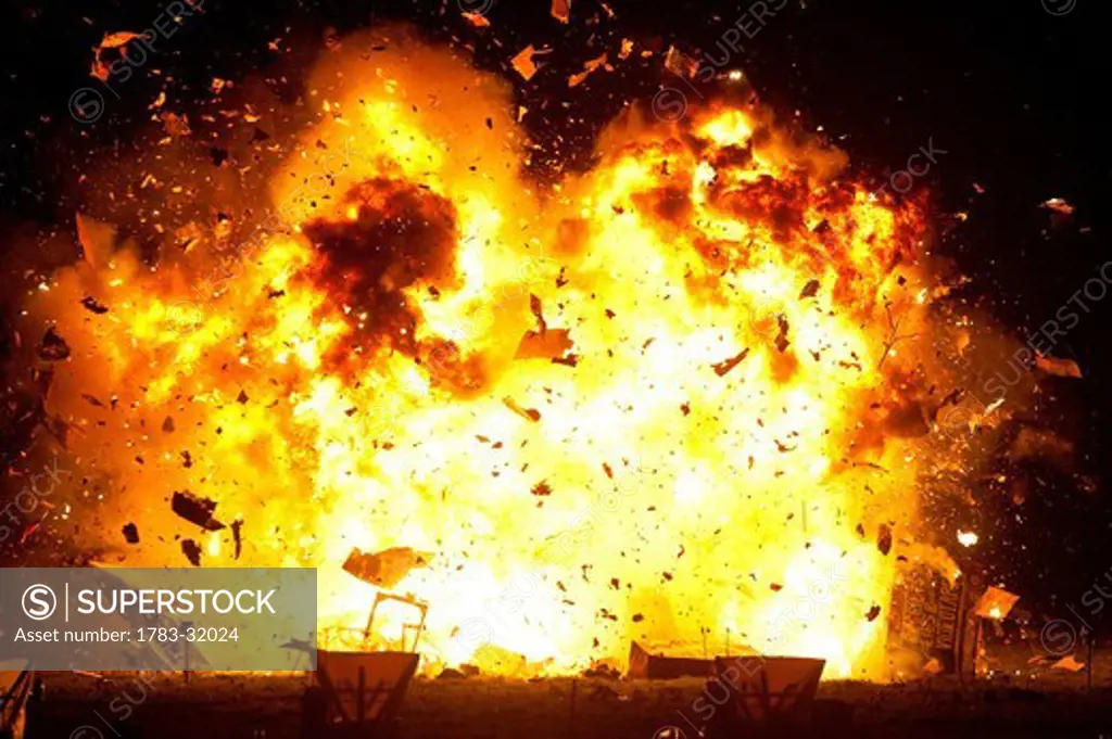Explosion with large fireball, close upLewes, East Sussex. Explosion with large fireball, close up