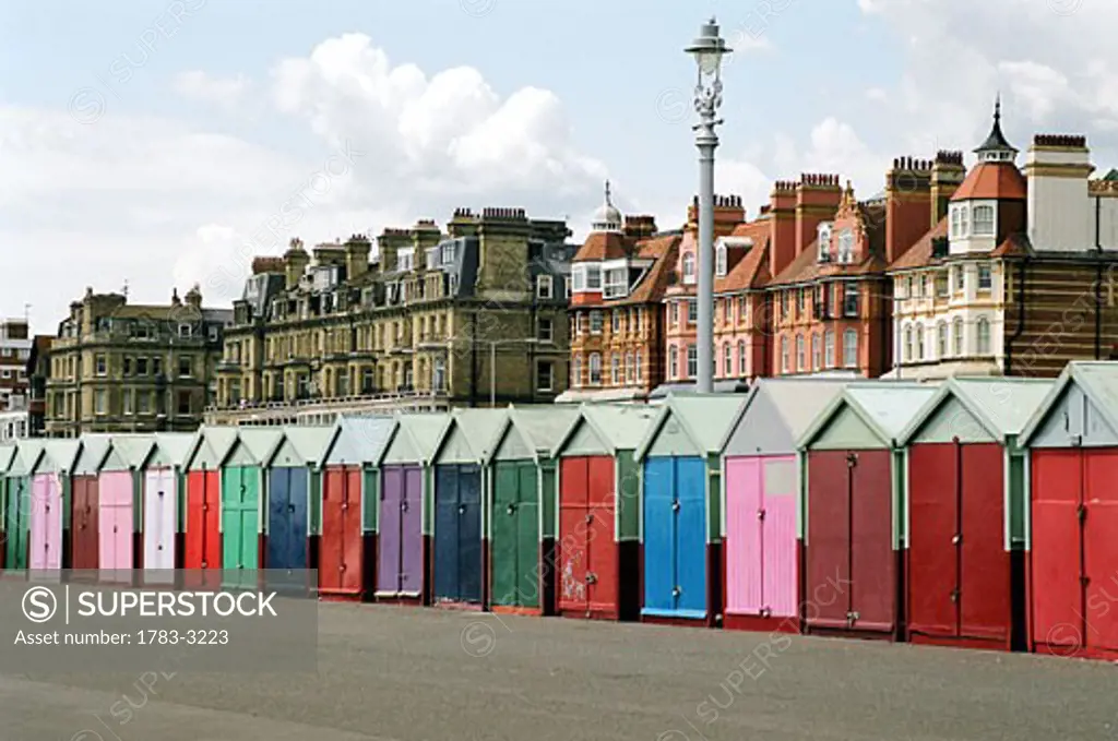Brighton and hove,beach houses, sea front, england.  