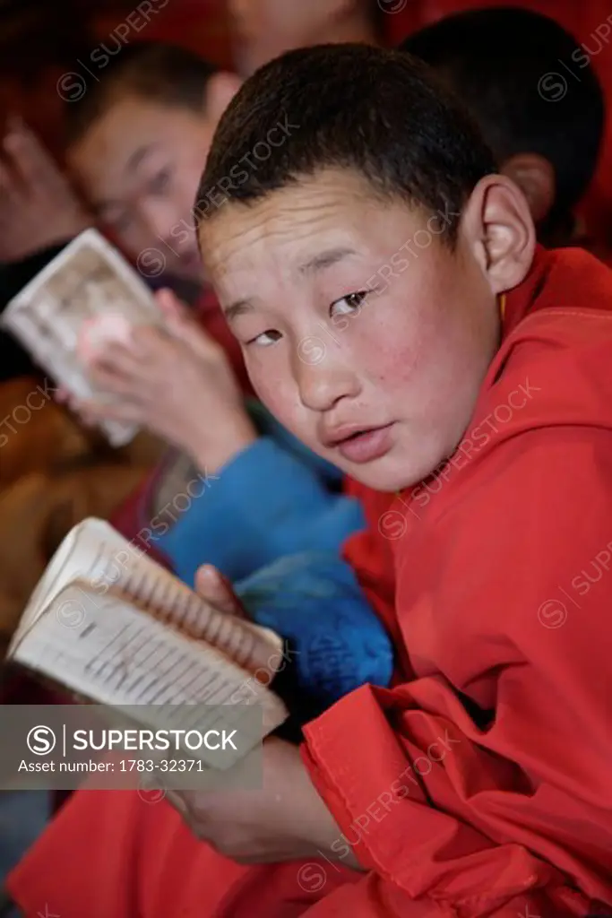 Student Lamas Chanting, Temple, Erdene Zuu Monastery,, Kharkhorin, Mongolia. Student Lamas Chanting, Temple, Erdene Zuu Monastery,