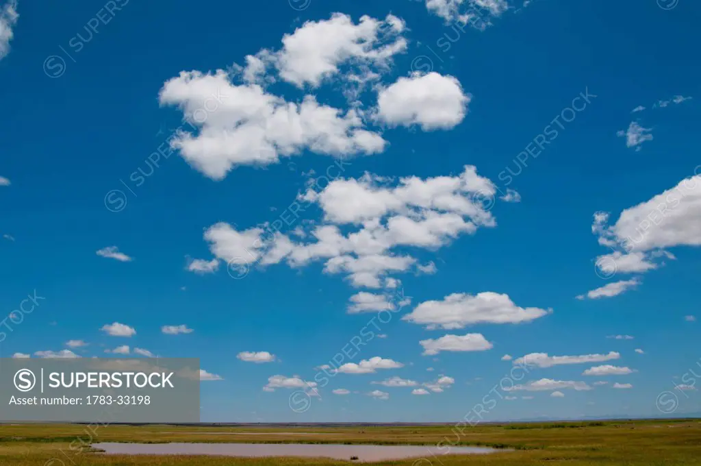 Waterhole And Cloudy Sky In Amboseli, Kenya
