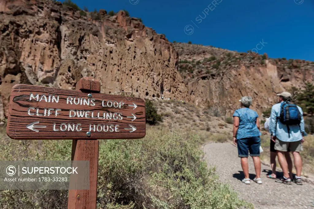 Tourists At The Bandelier National Monument, Former Homeland To The Ancestral Pueblo People In Los Alamos, New Mexico
