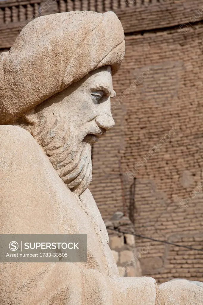 Statue Of Ibn Al-Mistawfi Which Guards The Entrance To The Erbil Citadel, Erbil, Iraqi Kurdistan, Ira