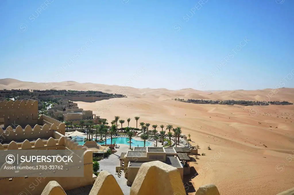 United Arab Emirates, Qasr al Sarab; Abu Dhabi, Main pool and Royal Villas in distance
