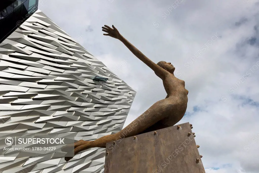 United Kingdom, Northern Ireland, Sculpture Near Titanic Exhibition Centre; Belfast