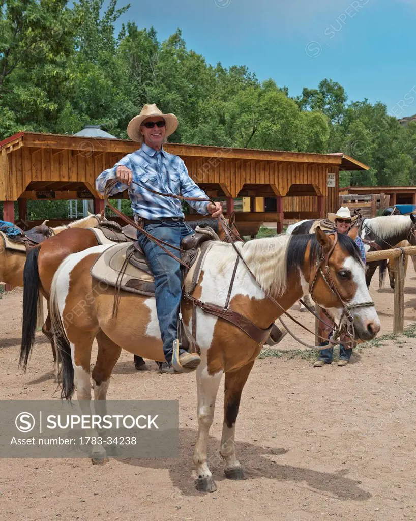 Usa, Colorado, Horseback Riding At Sylvan Dale Ranch; Loveland