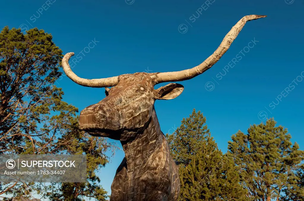 Statue Of A Texas Longhorn Cow, Alpine, Texas, Usa