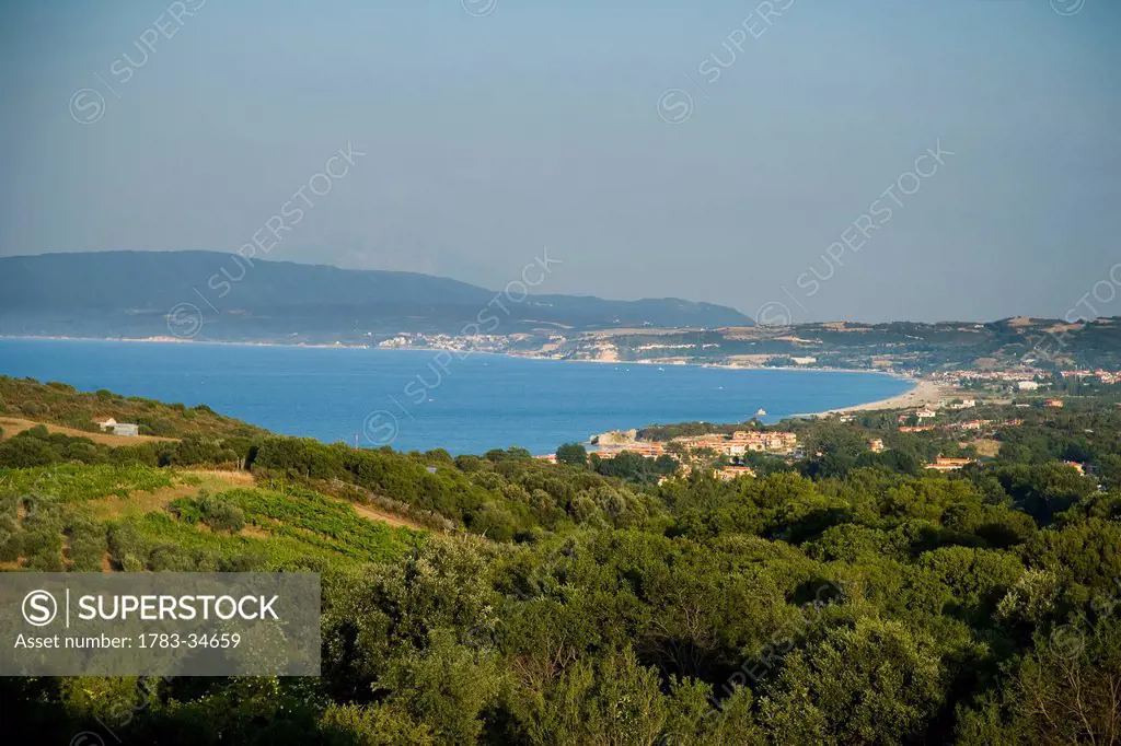 Sea view from hill top; ierissos halkidiki greece