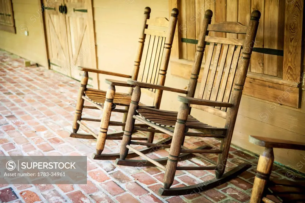 Usa, Audubon State Historic Site; Louisiana, Rocking Chairs In Oakley Plantation