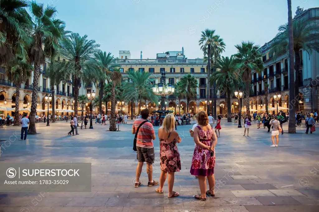 Spain, Tourist On Placa Reial; Barcelona