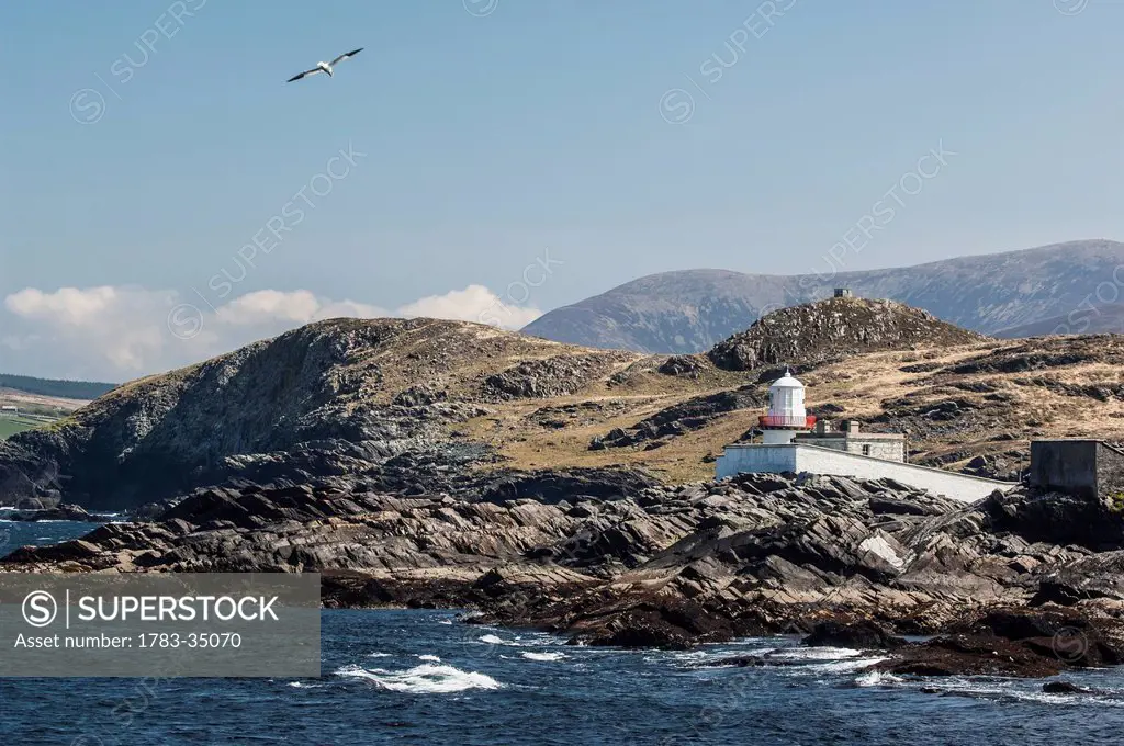Uk, Ireland, County Kerry, Iveragh Peninsula, Cromwell Point Lighthouse; Valentia Island