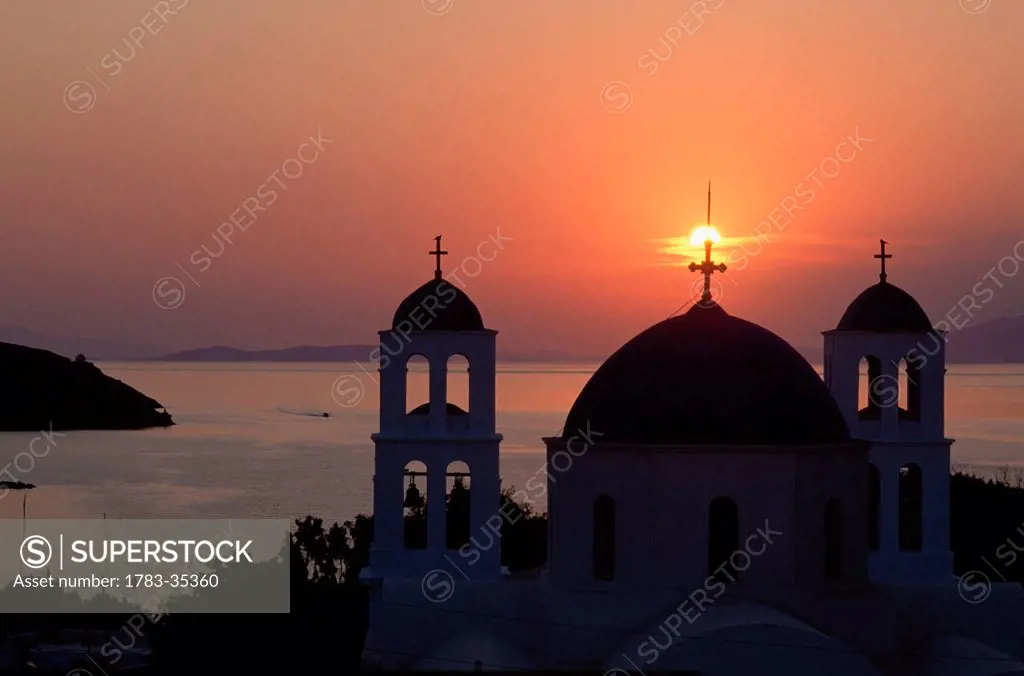 Church Of Katapola At Sunset. Amorgos,Greek Islands