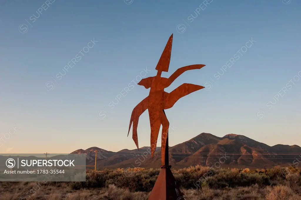 Bronze Sculpture Outside The Millicent Rogers Museum In Taos, New Mexico, Us