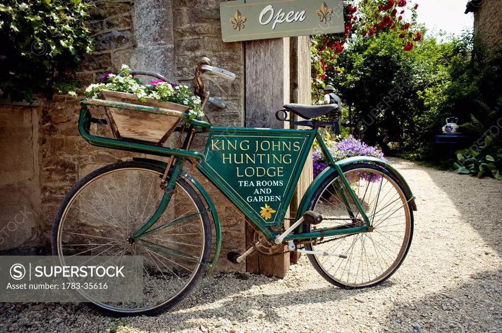 Bicycle At The King Johns Hunting Lodge And Tea Room In Lacock, Wiltshire, Uk