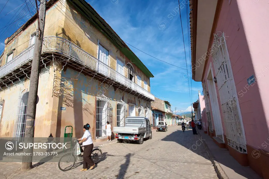 Cuba, View of street in town; Trinidad
