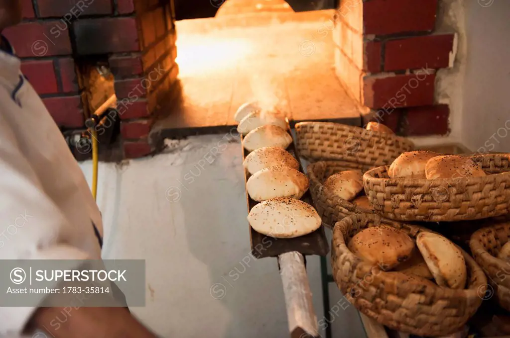 Bread Making At The Bakery At Haret Jdoudna, Madaba, Jordan, Middle East