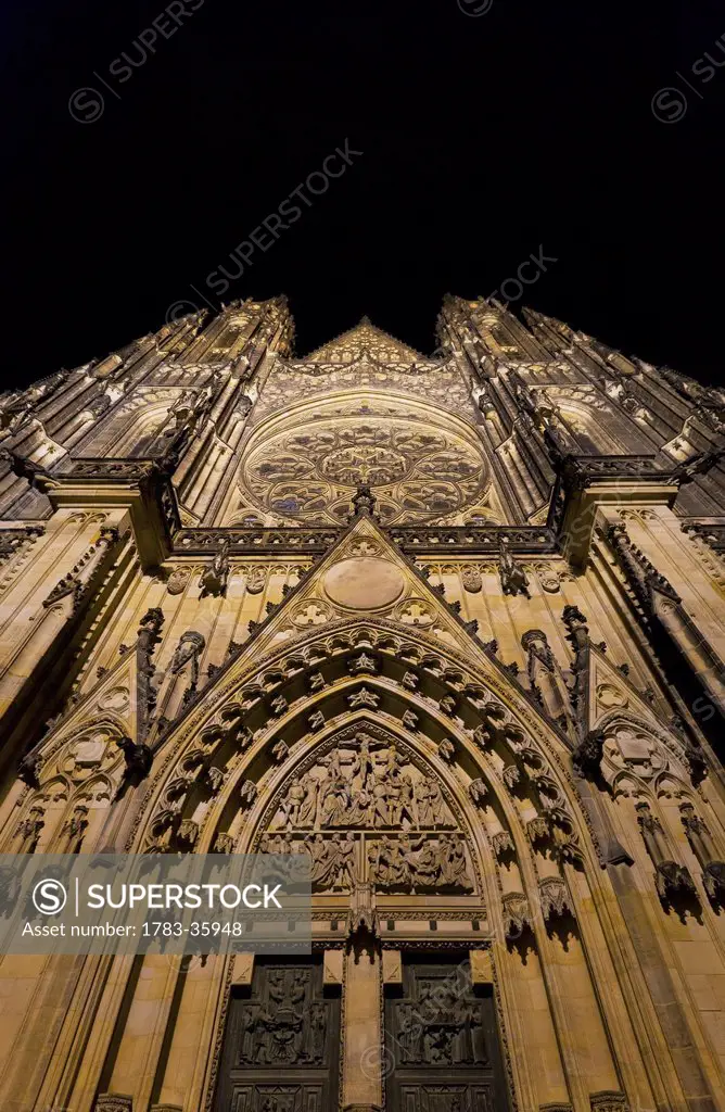 Czech Republic, St Vitus Cathedral at night; Prague