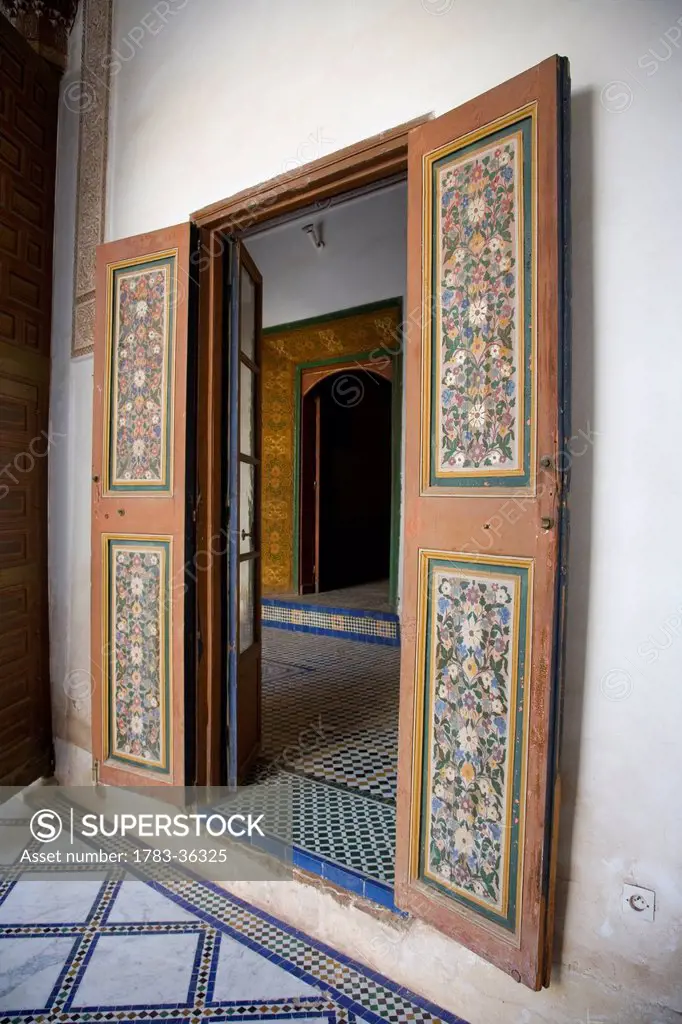 Ornate Painted Doors In Bahia Palace, Marrakesh,Morocco