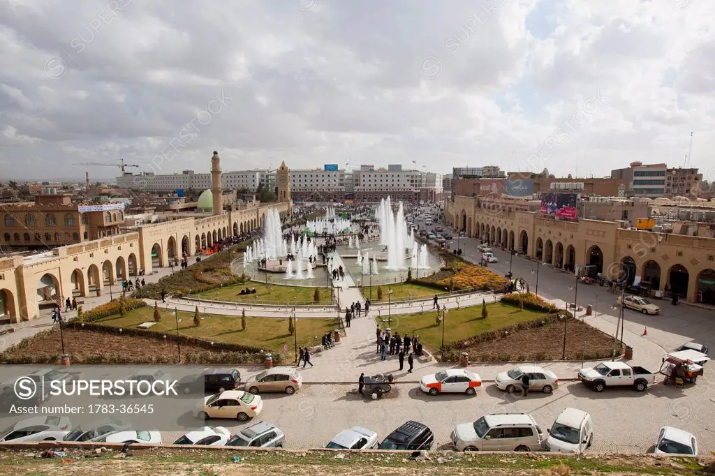 Parki Shar, Or City Park As Seen From The Citadel, Erbil, Iraqi Kurdistan, Iraq
