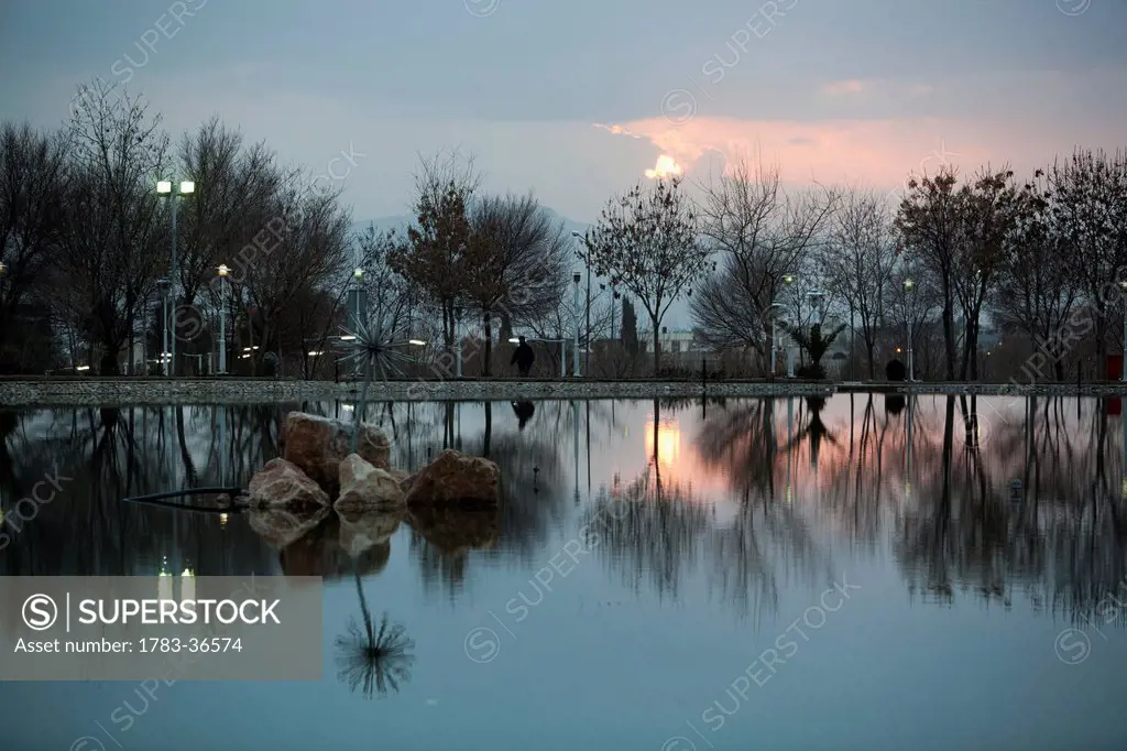 Park Scene At Dusk In Sulaymaniyah, Iraqi Kurdistan, Iraq