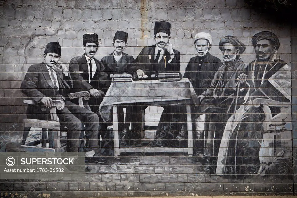 Mural Of Famous Kurdish People, Sulaymaniyah, Iraqi Kurdistan, Iraq