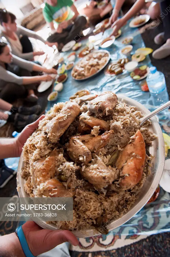Lunch With A Local Family In The Village Of Orjan, Near The Al Ayoun Trail, Dishes Include Roast Chicken And Rice, Stuffed Cucumbers, Salads, Broths A...