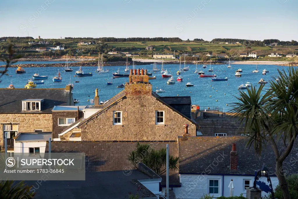 Looking Across Hugh Town Harbor, St Mary's, Isles Of Scilly, Cornwall, Uk, Europe