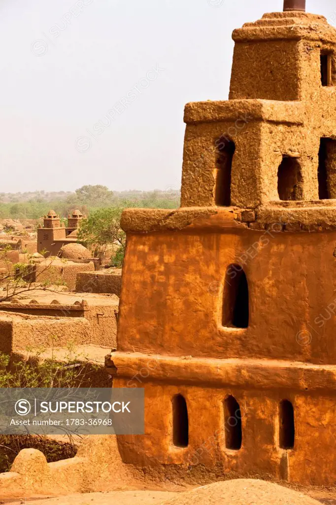 Niger, Central Niger, Tahoa Region, Traditional Mud Brick Mosque; Yaama Village