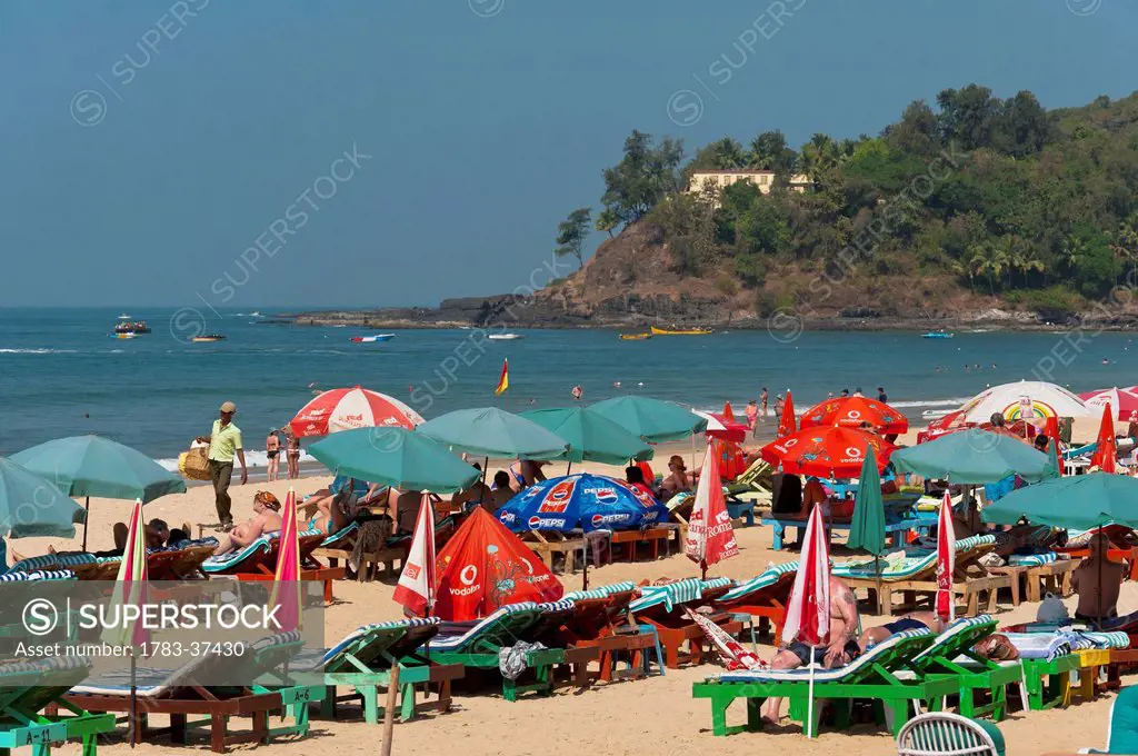 Beach scene; Baga, Goa, India