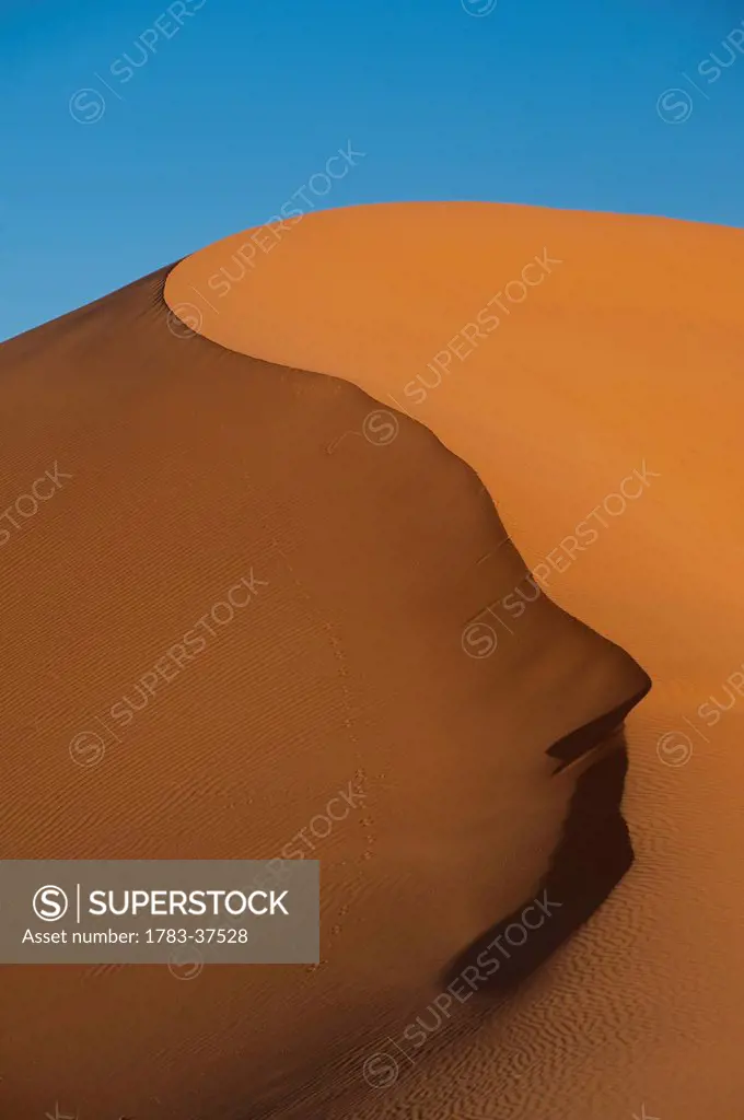 Sand dune near Merzouga in Sahara Desert; Erg Chebbi, Morocco