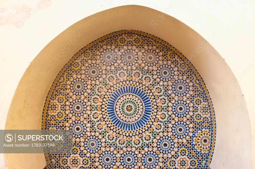 Detail of tiling in fountain; Fez, Morocco