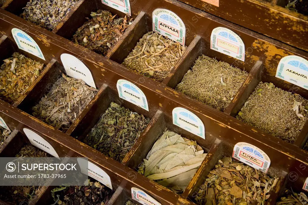Spice emporium specializing in traditional Greek herbs and teas; Thessaloniki, Greece