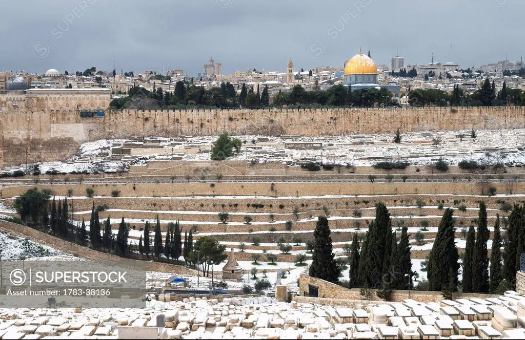 Snow in Jerusalem on January 10, 2013, Mount of Olives; Jerusalem, Israel
