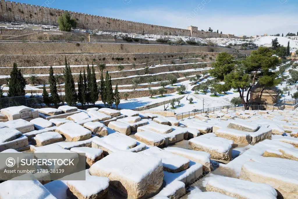 Snow in city January 10, 2013, Mount of Olives; Jerusalem, Israel