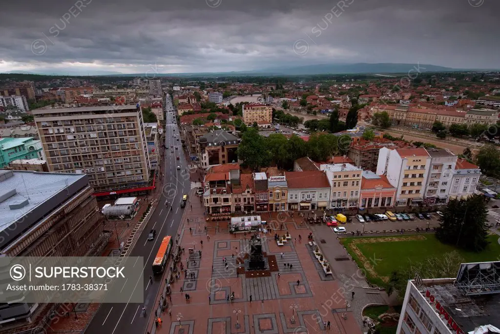 Elevated view of city; Nis, Serbia