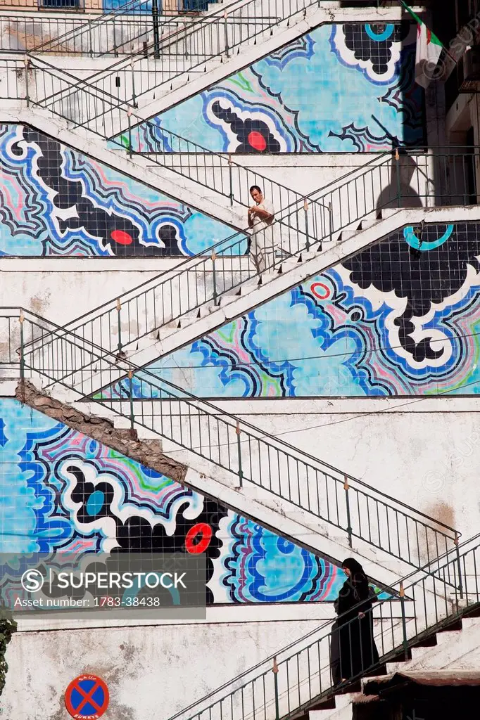 Colorful design of steps; Algiers, Algeria
