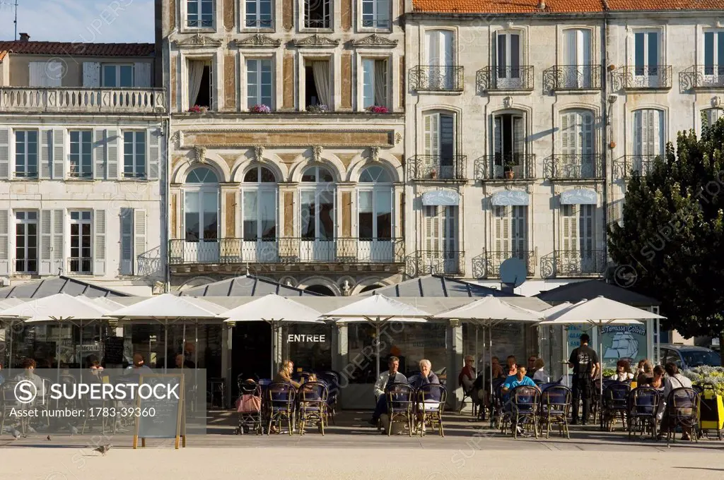 Pavement cafes; Rochefort, Poitou-Charentes, France