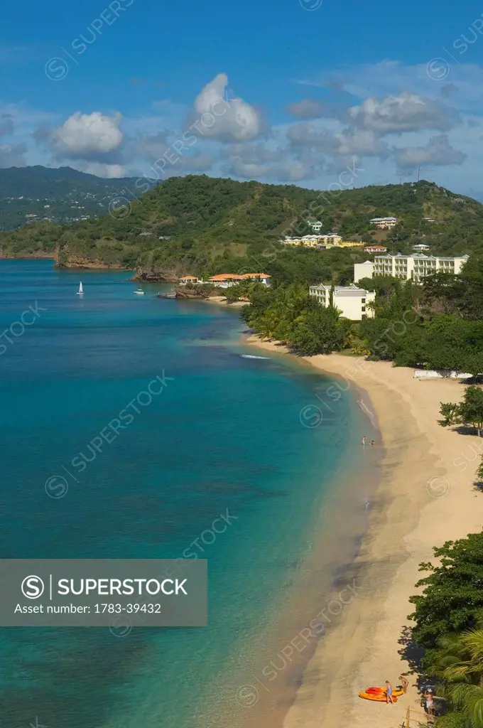 Magazine Beach viewed from Maca Bana Hotel and Villa complex; Grenada, Caribbean