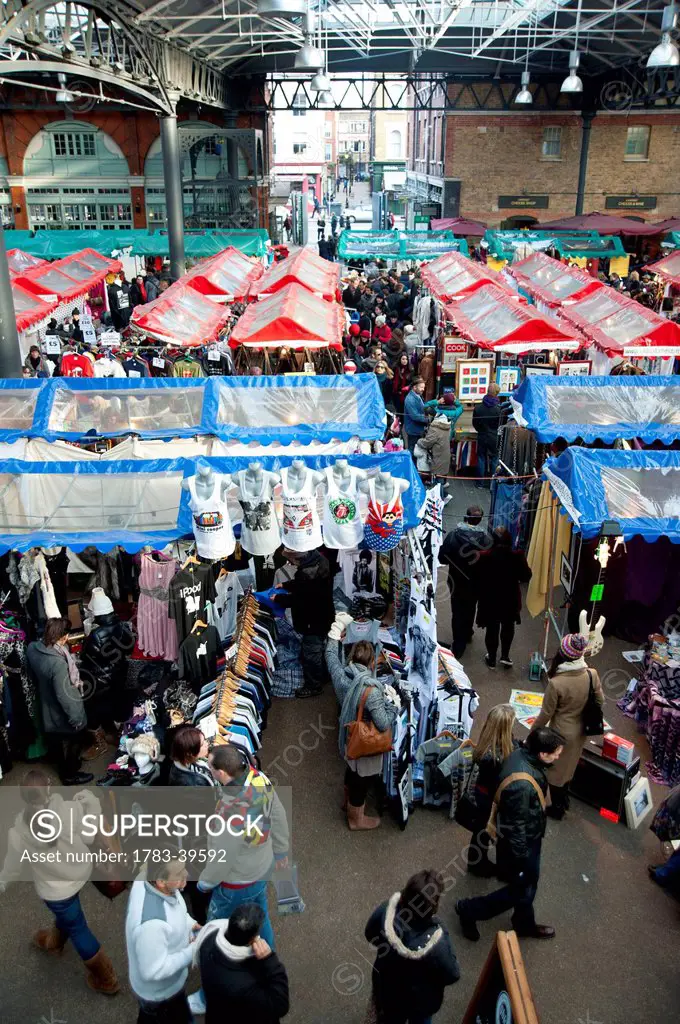 Stalls Inside Spitalfields Market In East London, London, Uk