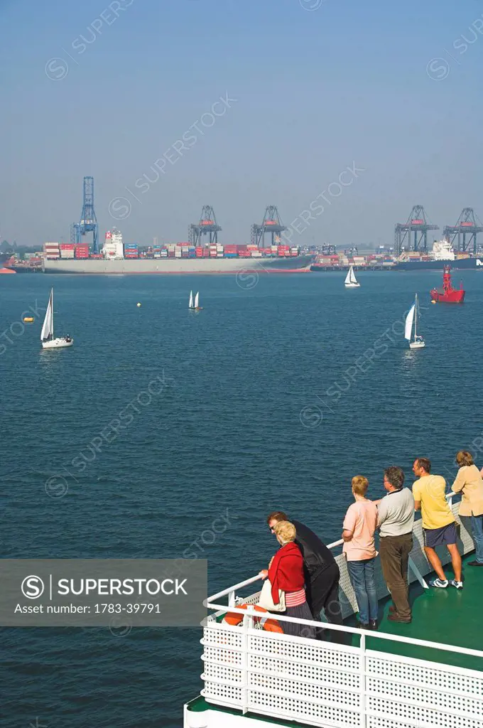 Europe, Uk, England, Essex, Harwich Ferry Approaching Port