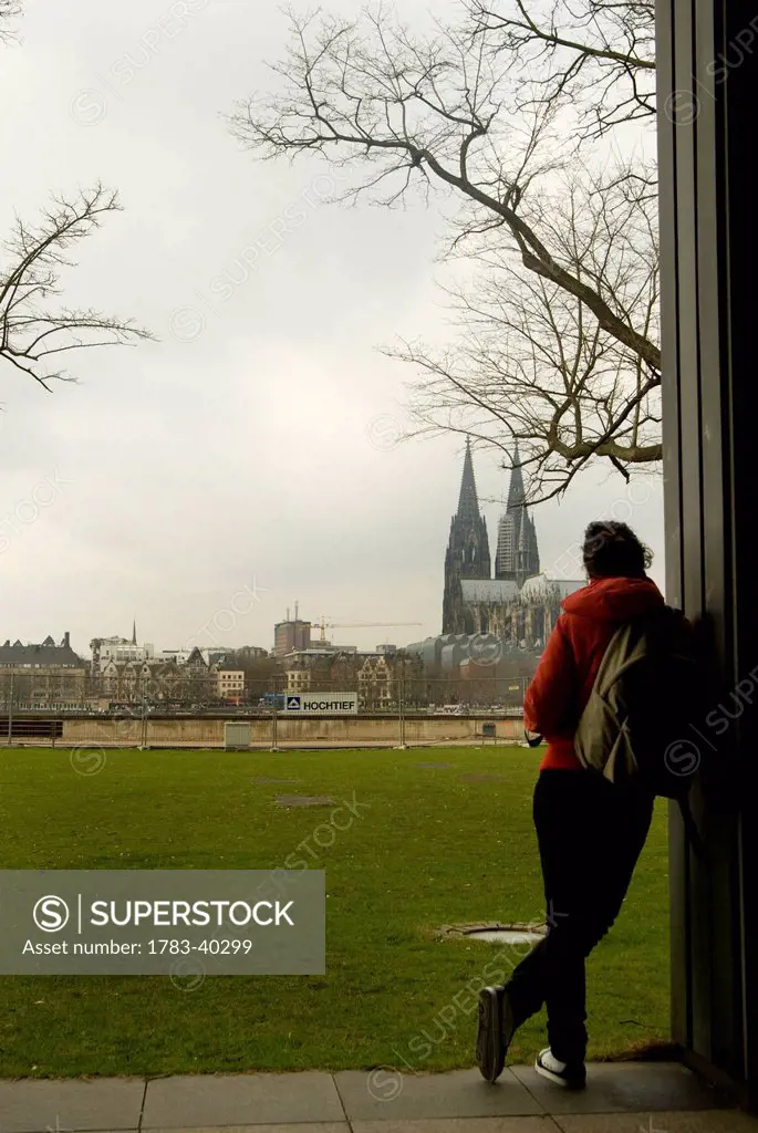 Girl Enjoying The View Of Cologne Cathedral, Cologne, Germany